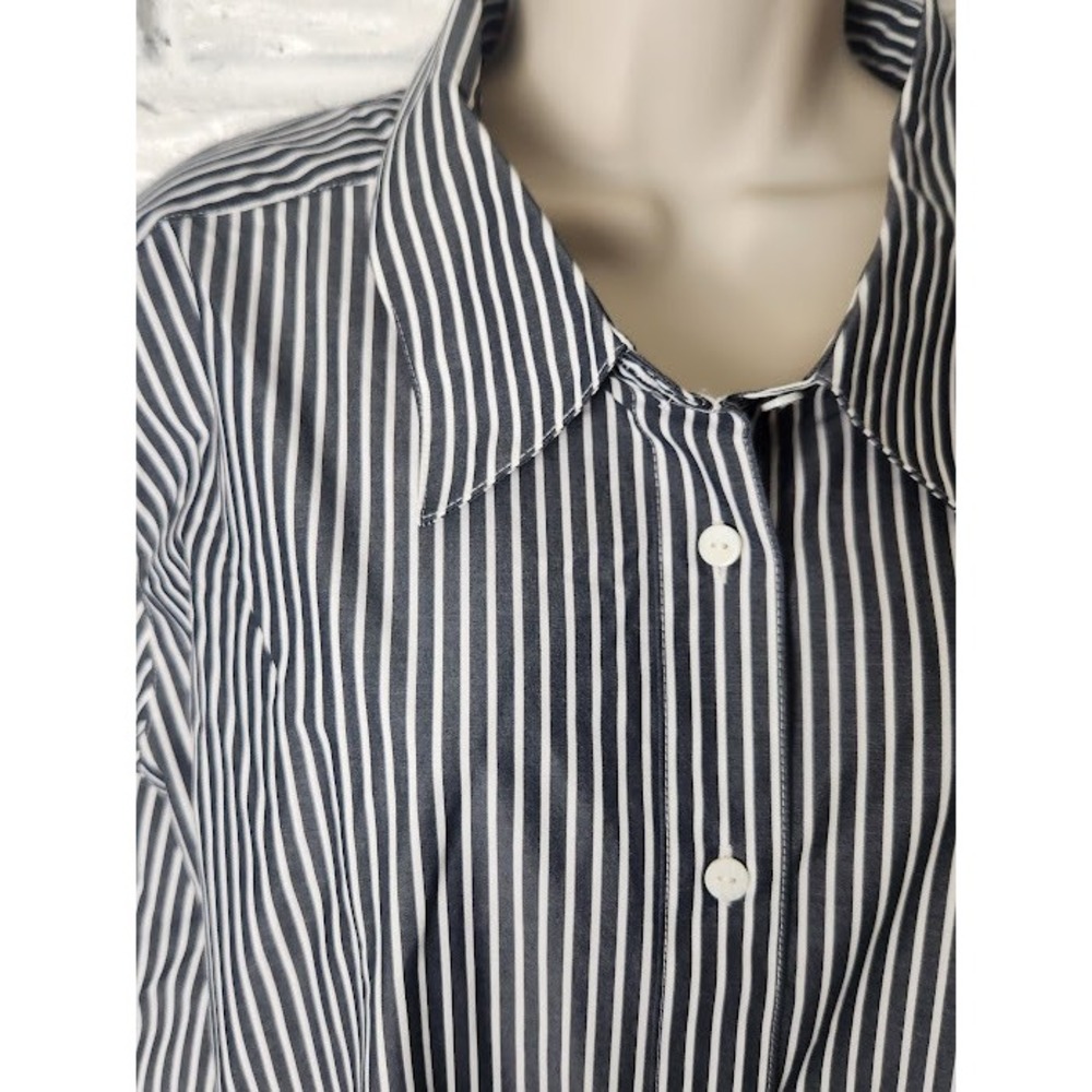 FOXCROFT button up blouse Women's size 22W long sleeve Shaped Fit Striped NWT